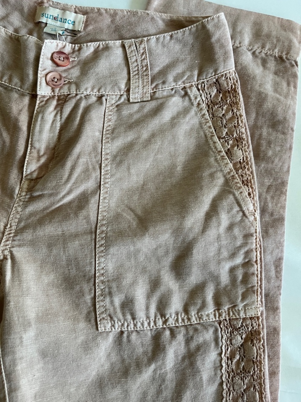 Sundance Linen Cotten Blend Pants Size 2 Ombré Rose Pink Tan  New with tag - Picture 3 of 9
